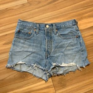 Levi’s 501 High Waisted Light Washed Denim Shorts